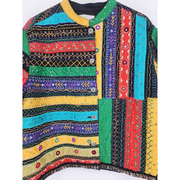 Chico’s Colorful Embroidered Boho Mirror Jacket Multicolor Size Large - Picture 4 of 14